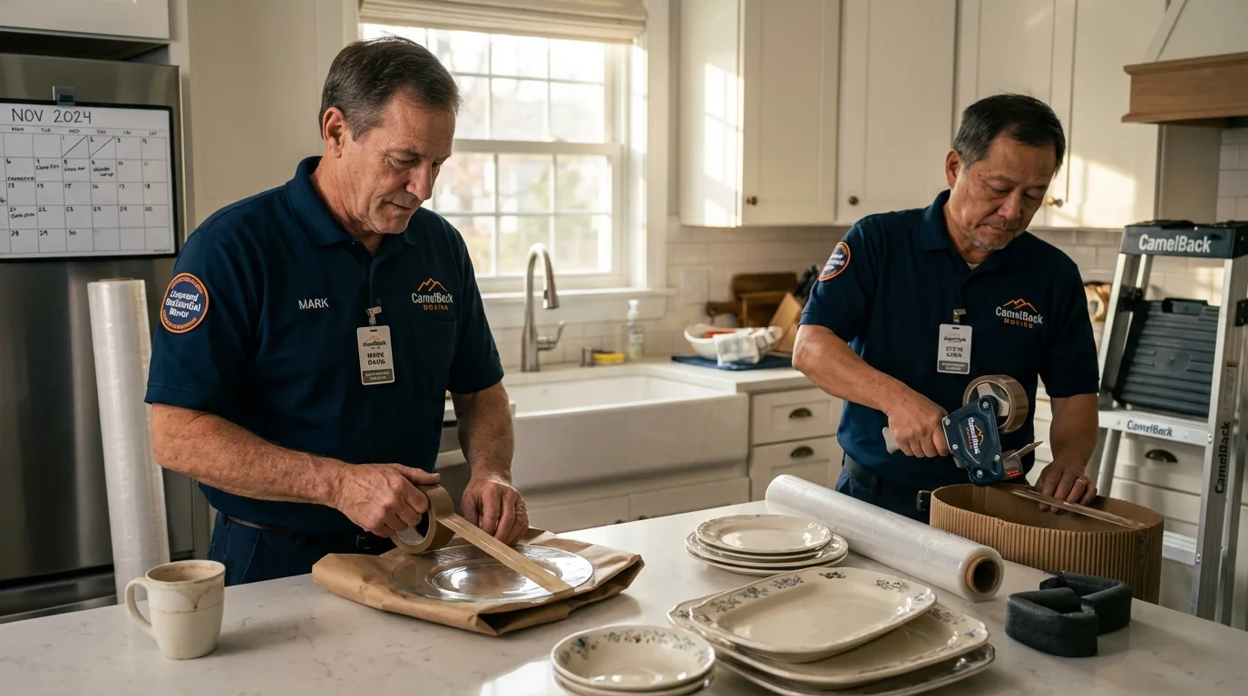 Professional crew packing kitchen dishware in Philippi, WV